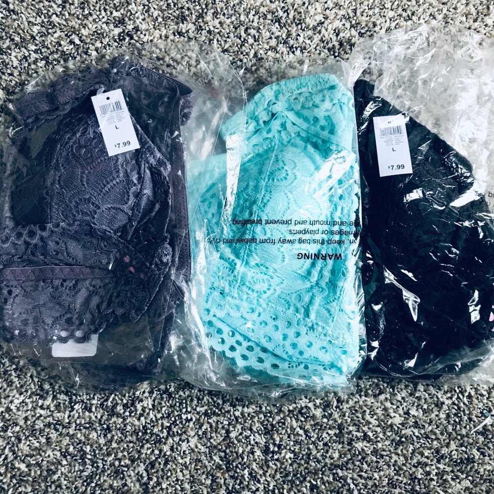 3 Lace bralettes.